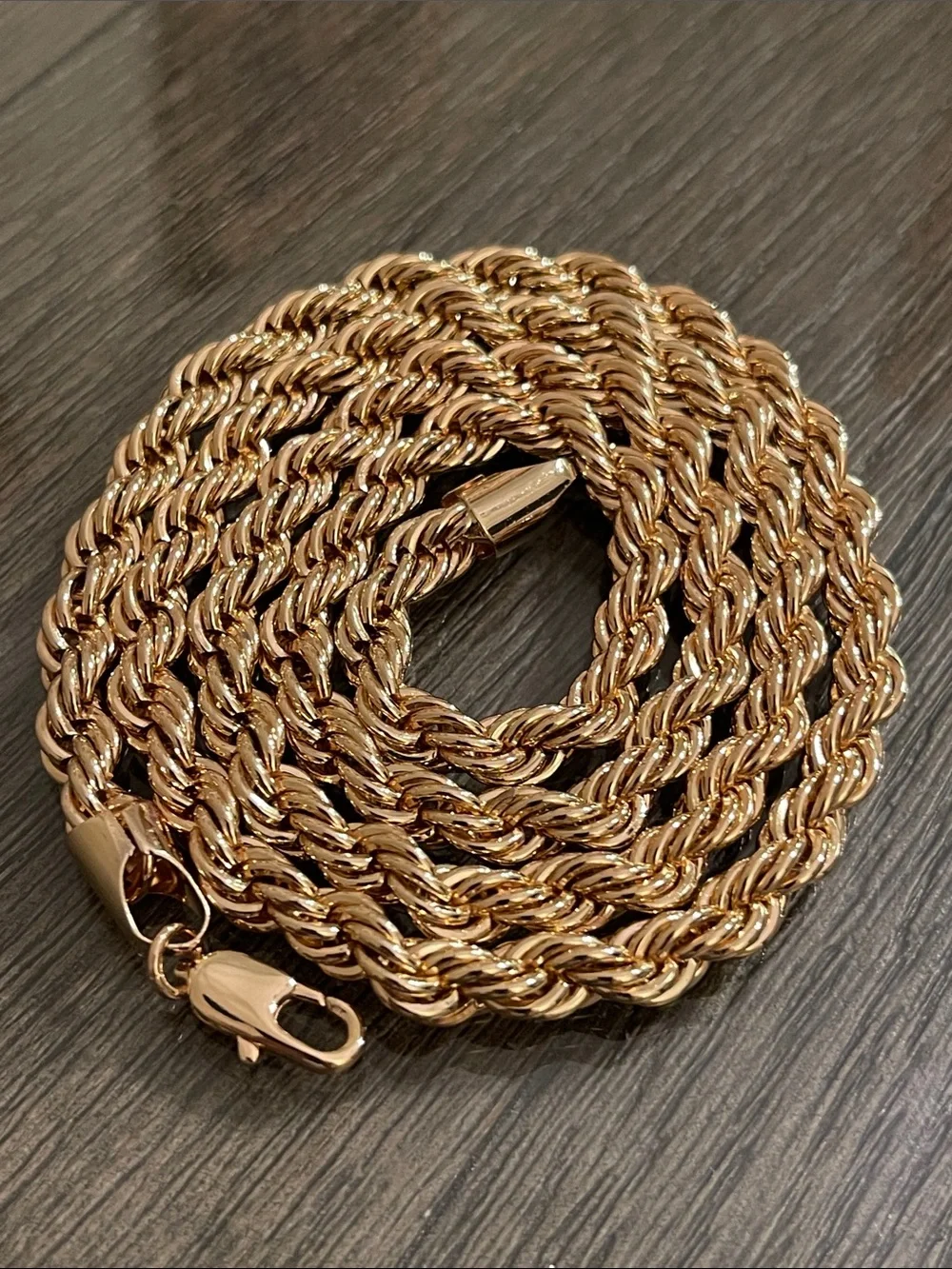 Vintage Style Classic Diamond-Cut Gold-tone Rope Chain Necklace